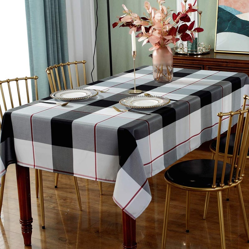 SASTYBALE Rectangle Tablecloth Plaid Style Polyester Table Cloth(Rectangle/Oblong, 60" x 84" (6-8 Seats),Grey) - Image 3